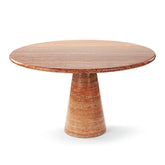 Round Stone Dining Table with Conical Pedestal Base Red Travertine Round Dining Tables